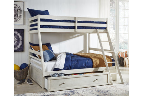 Robbinsdale Antique White Twin over Full Bunk Bed with Storage from Ashley - Luna Furniture
