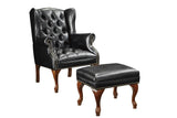 Roberts Black and Espresso Button Tufted Back Accent Chair with Ottoman from Coaster - Luna Furniture