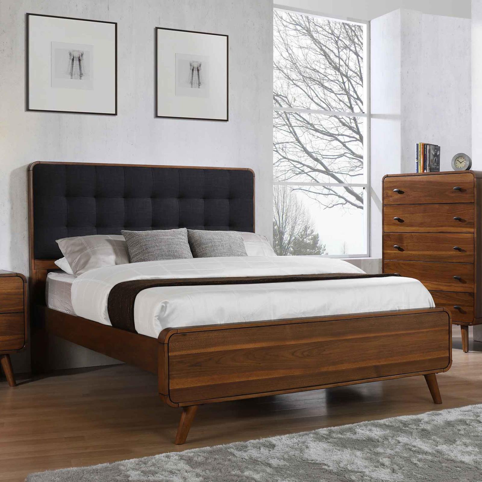 Coaster Robyn Queen Bed with Upholstered Headboard Dark Walnut