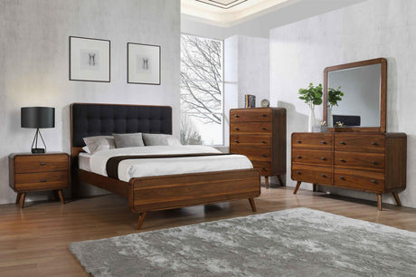 Robyn Dark Walnut Upholstered Queen Bed from Coaster - Luna Furniture