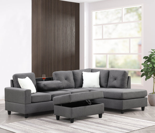 Rocket Charcoal Reversible Sectional (Sectional Only)