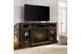Roddinton Dark Brown 72" TV Stand with Electric Fireplace from Ashley - Luna Furniture