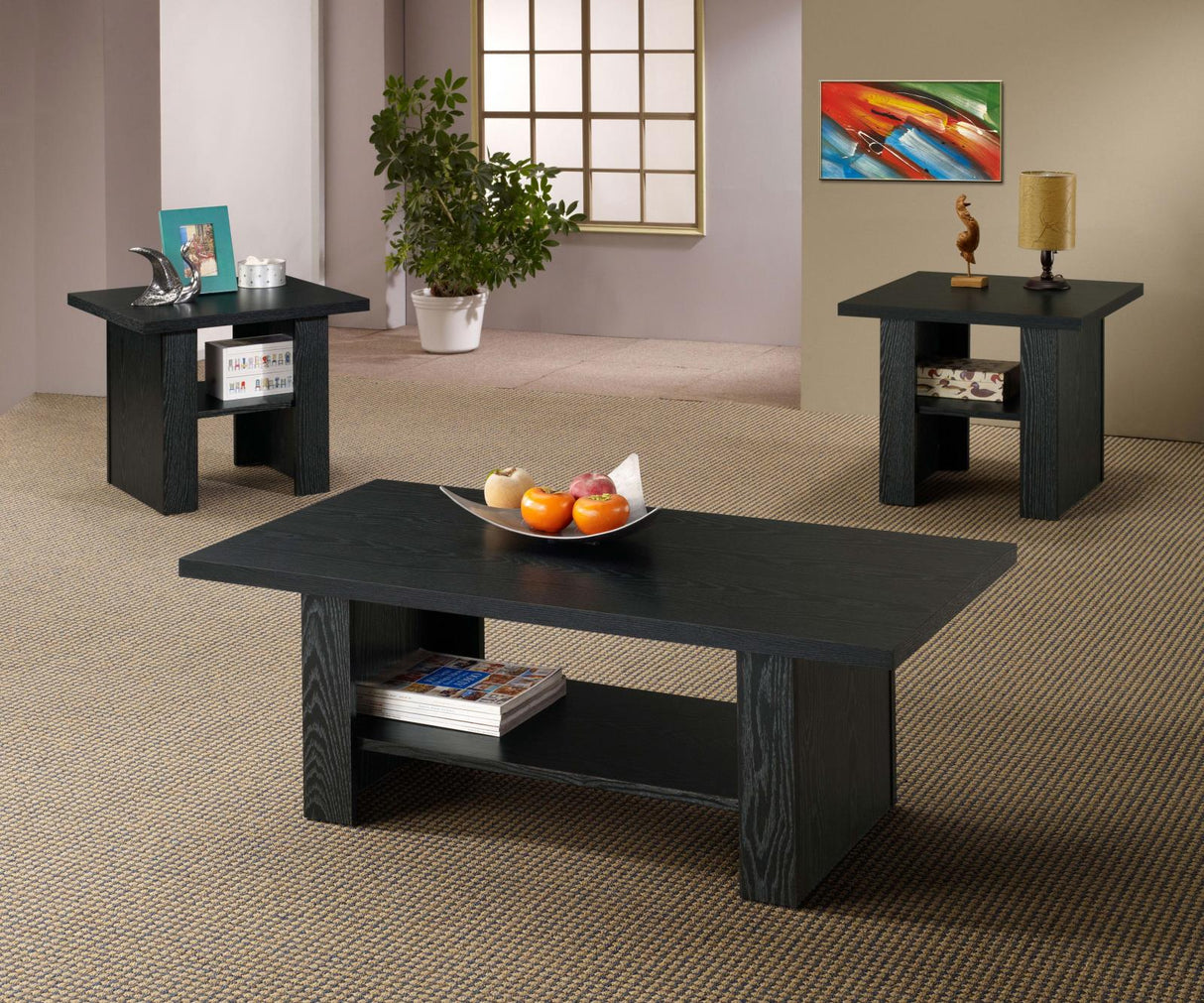 Rodez Black Oak 3-Piece Occasional Table Set from Coaster - Luna Furniture