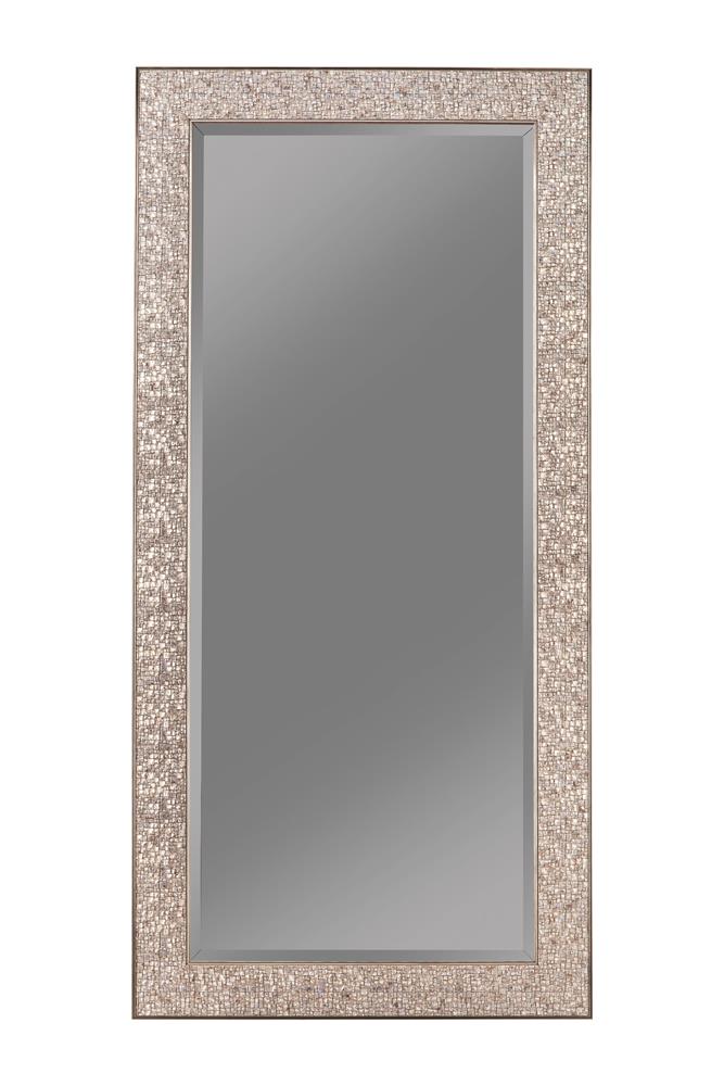 Rollins Silver Sparkle Rectangular Floor Mirror from Coaster - Luna Furniture
