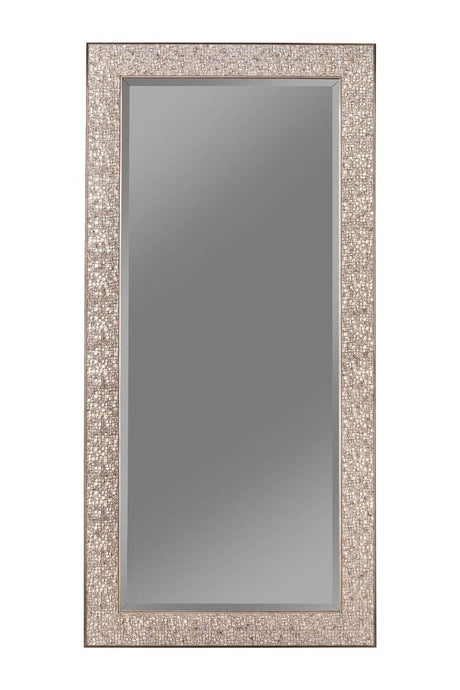 Rollins Silver Sparkle Rectangular Floor Mirror from Coaster - Luna Furniture