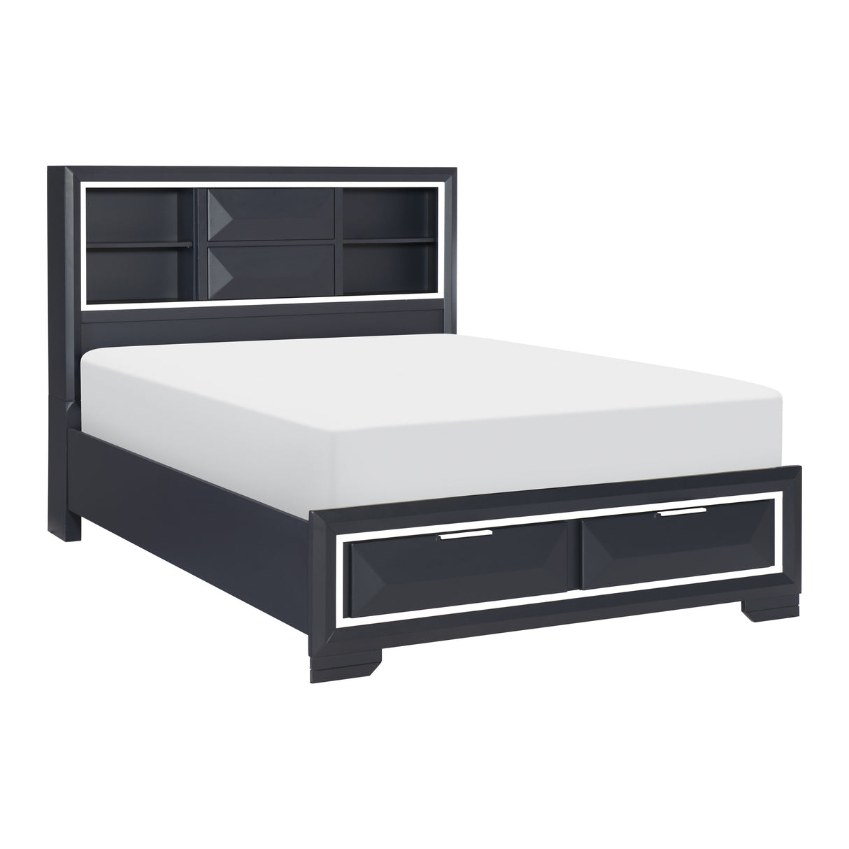 Rosemont Midnight Blue King Storage Platform Bed from Homelegance - Luna Furniture