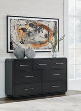 Rowanbeck Gray/Black Upholstered Panel Bedroom Set from Ashley - Luna Furniture