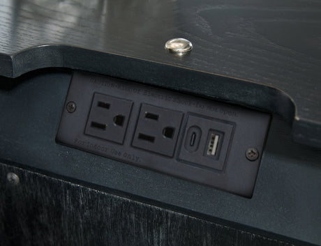 Rowanbeck Gray/Black Upholstered Panel Bedroom Set from Ashley - Luna Furniture