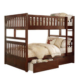 Rowe Dark Cherry Full/Full Bunk Bed with Storage Boxes from Homelegance - Luna Furniture