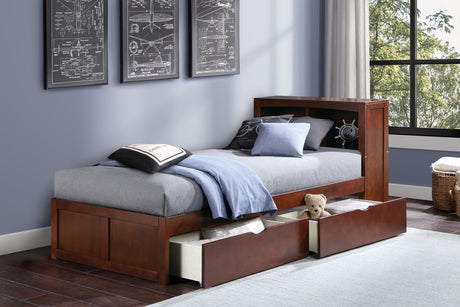 Rowe Dark Cherry Twin Bookcase Bed with Storage Boxes from Homelegance - Luna Furniture
