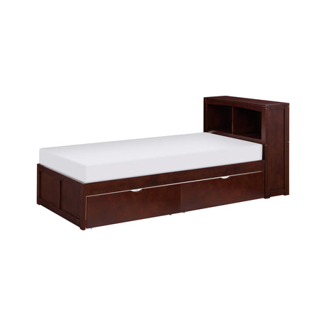 Rowe Dark Cherry Twin Bookcase Bed with Storage Boxes from Homelegance - Luna Furniture