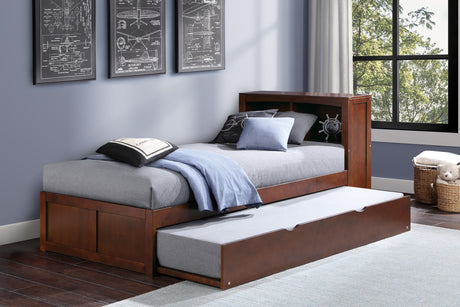 Rowe Dark Cherry Twin Bookcase Bed with Twin Trundle from Homelegance - Luna Furniture