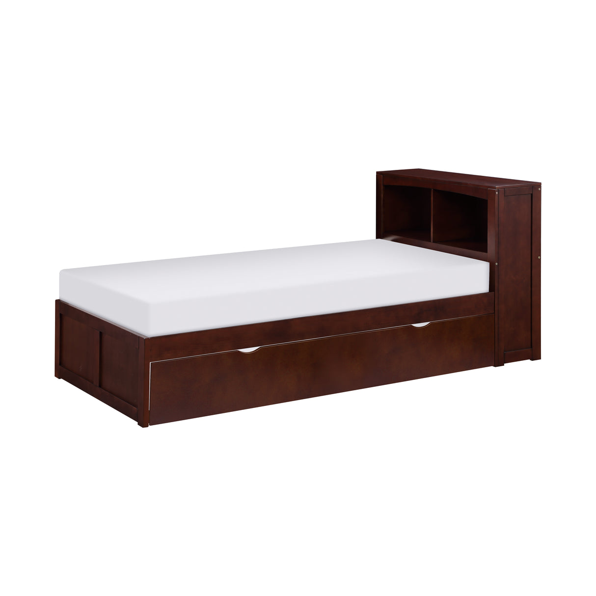 Rowe Dark Cherry Twin Bookcase Bed with Twin Trundle from Homelegance - Luna Furniture