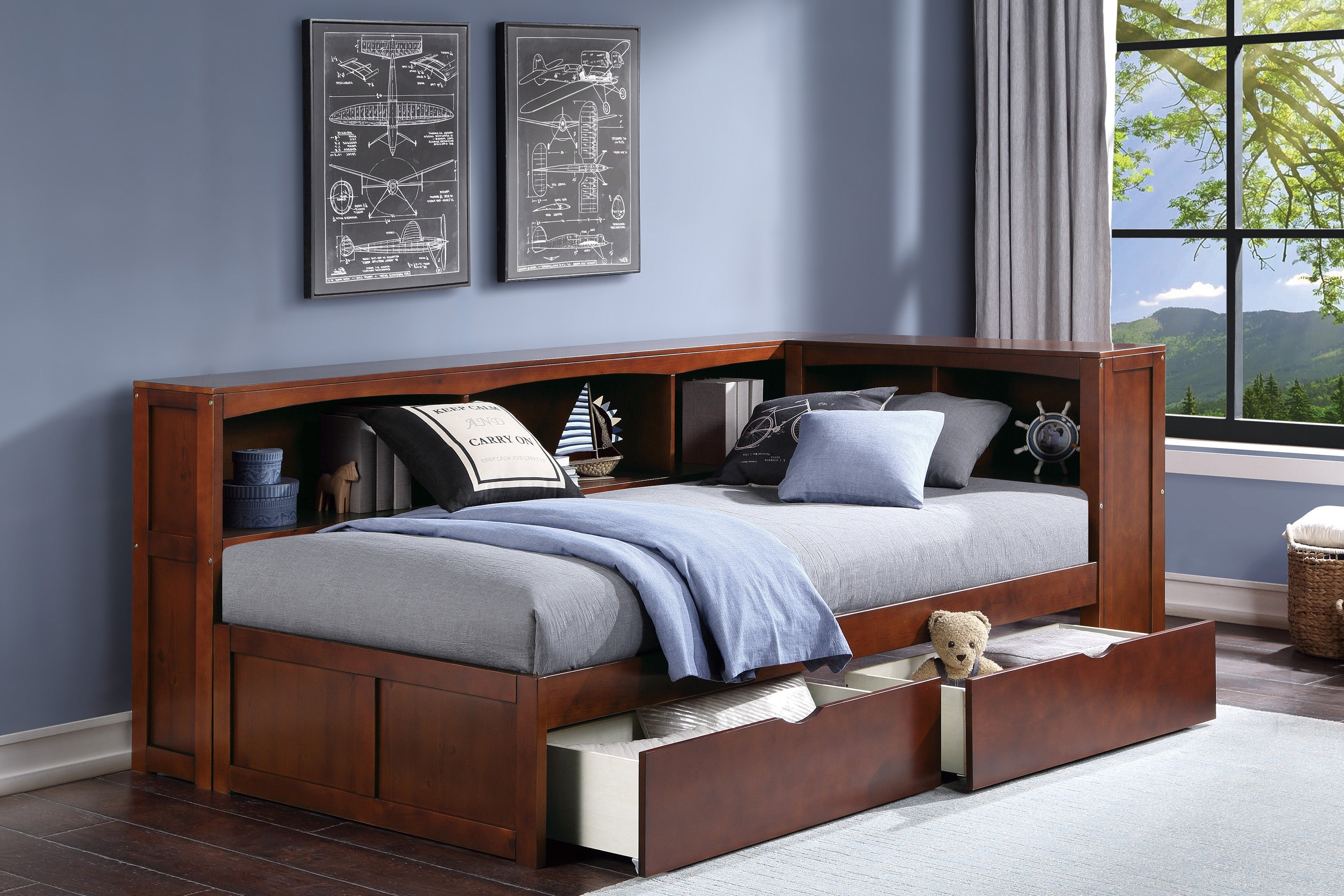 Homelegance Rowe Bookcase Corner Bed - Thumbnail 2