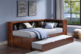 Rowe Dark Cherry Twin Bookcase Corner Bed with Twin Trundle from Homelegance - Luna Furniture