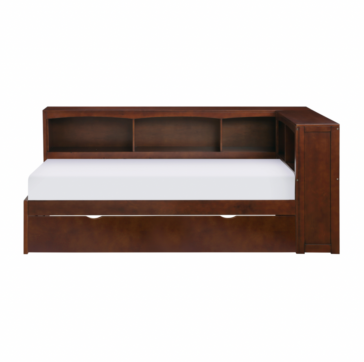 Rowe Dark Cherry Twin Bookcase Corner Bed with Twin Trundle from Homelegance - Luna Furniture
