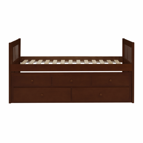 Rowe Dark Cherry Twin Captains Trundle Bed from Homelegance - Luna Furniture
