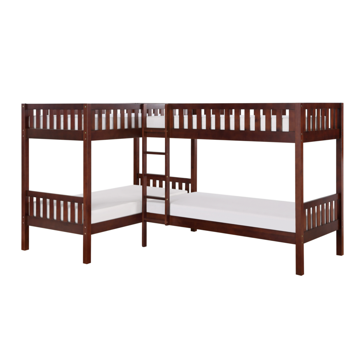 Rowe Dark Cherry Twin Corner Bunk Bed from Homelegance - Luna Furniture