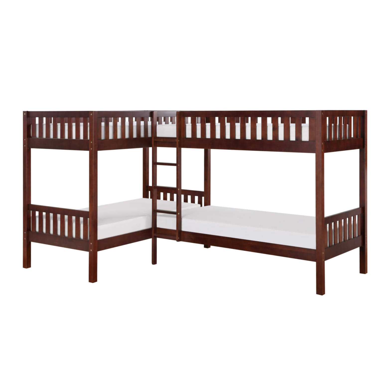 Rowe Dark Cherry Twin Corner Bunk Bed from Homelegance - Luna Furniture