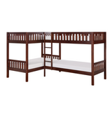 Rowe Dark Cherry Twin Corner Bunk Bed from Homelegance - Luna Furniture