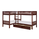 Rowe Dark Cherry Twin Corner Bunk Bed with Storage Boxes from Homelegance - Luna Furniture