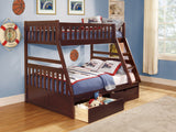 Rowe Dark Cherry Twin/Full Bunk Bed with Storage Boxes from Homelegance - Luna Furniture