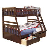 Rowe Dark Cherry Twin/Full Bunk Bed with Storage Boxes from Homelegance - Luna Furniture