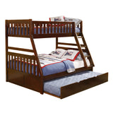 Rowe Dark Cherry Twin/Full Bunk Bed with Twin Trundle from Homelegance - Luna Furniture