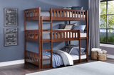 Rowe Dark Cherry Twin Triple Bunk Bed from Homelegance - Luna Furniture