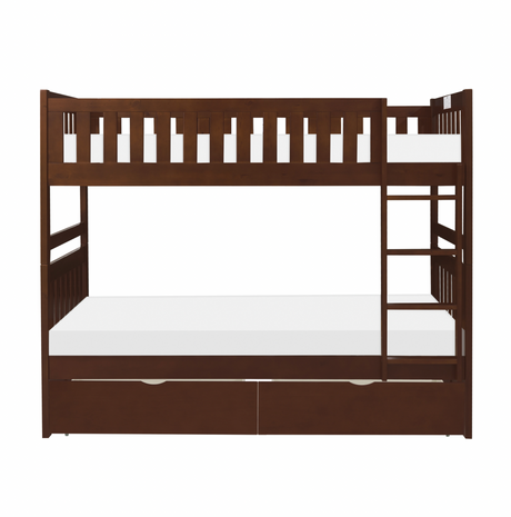 Rowe Dark Cherry Twin/Twin Bunk Bed with Storage Boxes from Homelegance - Luna Furniture