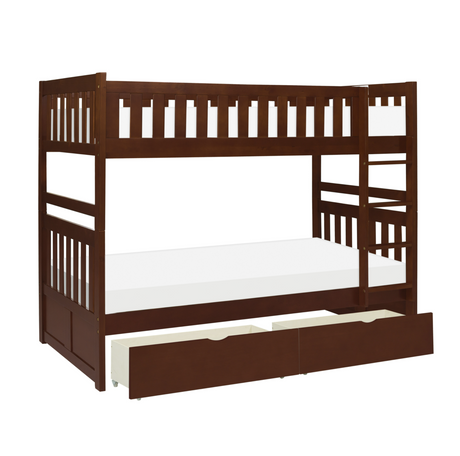 Rowe Dark Cherry Twin/Twin Bunk Bed with Storage Boxes from Homelegance - Luna Furniture