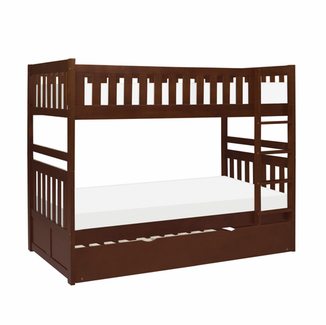 Rowe Dark Cherry Twin/Twin Bunk Bed with Twin Trundle from Homelegance - Luna Furniture
