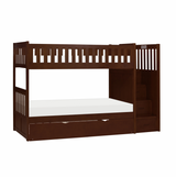 Rowe Dark Cherry Twin/Twin Step Bunk Bed with Twin Trundle from Homelegance - Luna Furniture