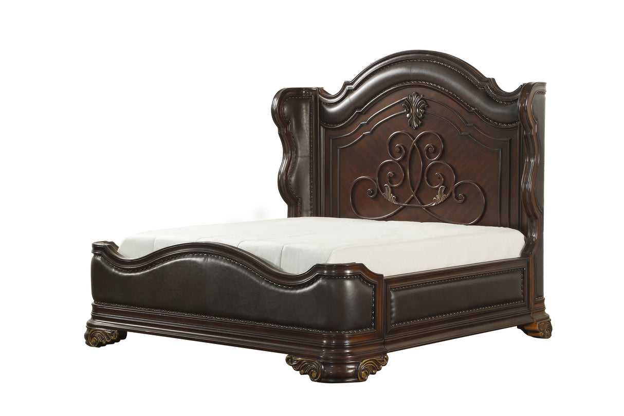 Royal Highlands Rich Cherry Upholstered Panel Bedroom Set from Homelegance - Luna Furniture