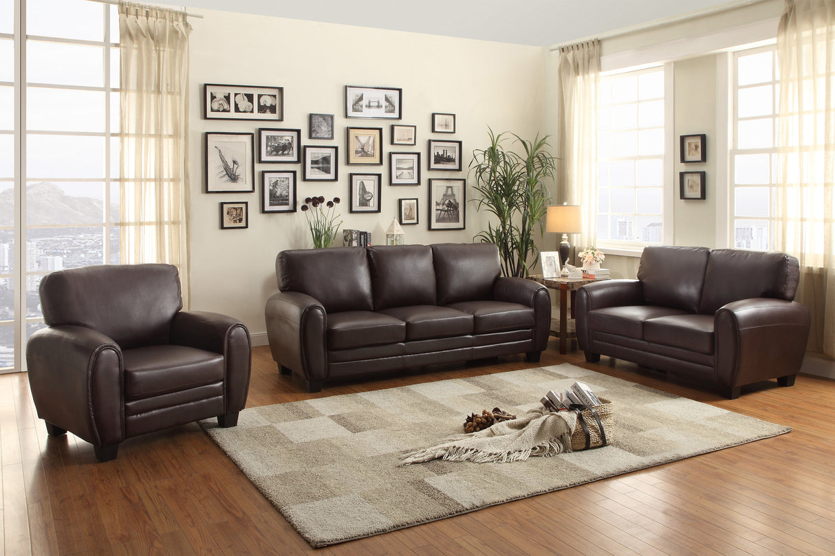 Rubin Dark Brown Faux Leather Sofa from Homelegance - Luna Furniture