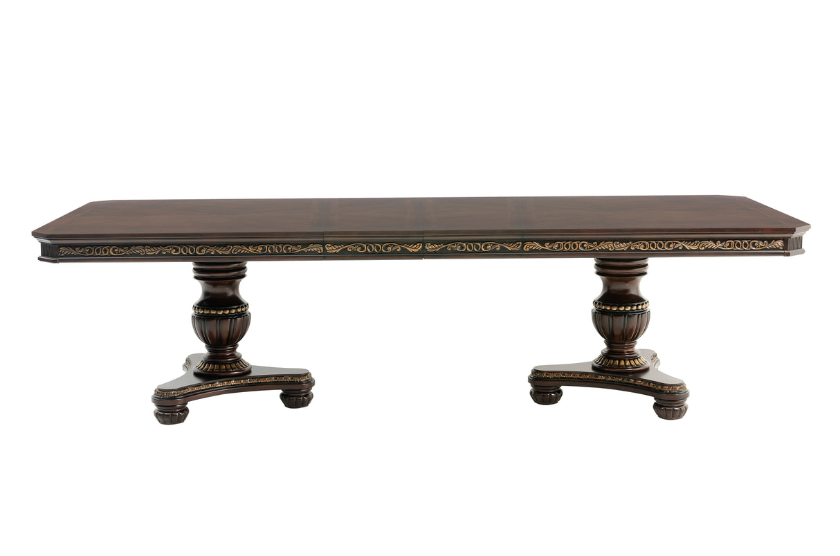 Russian Hill Warm Cherry 112" Double Pedestal Extendable Dining Set from Homelegance - Luna Furniture