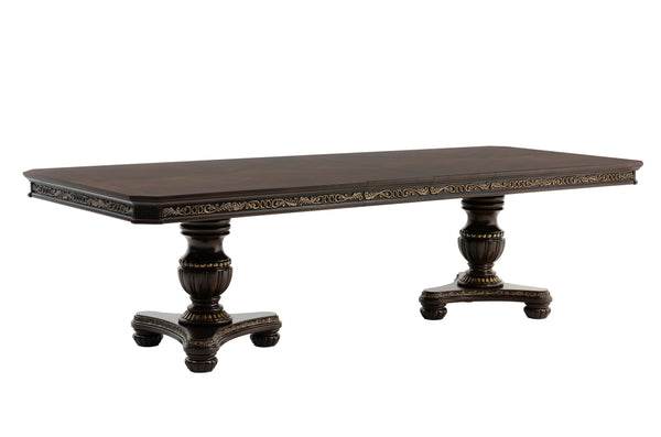 Russian Hill Warm Cherry 112" Double Pedestal Extendable Dining Table