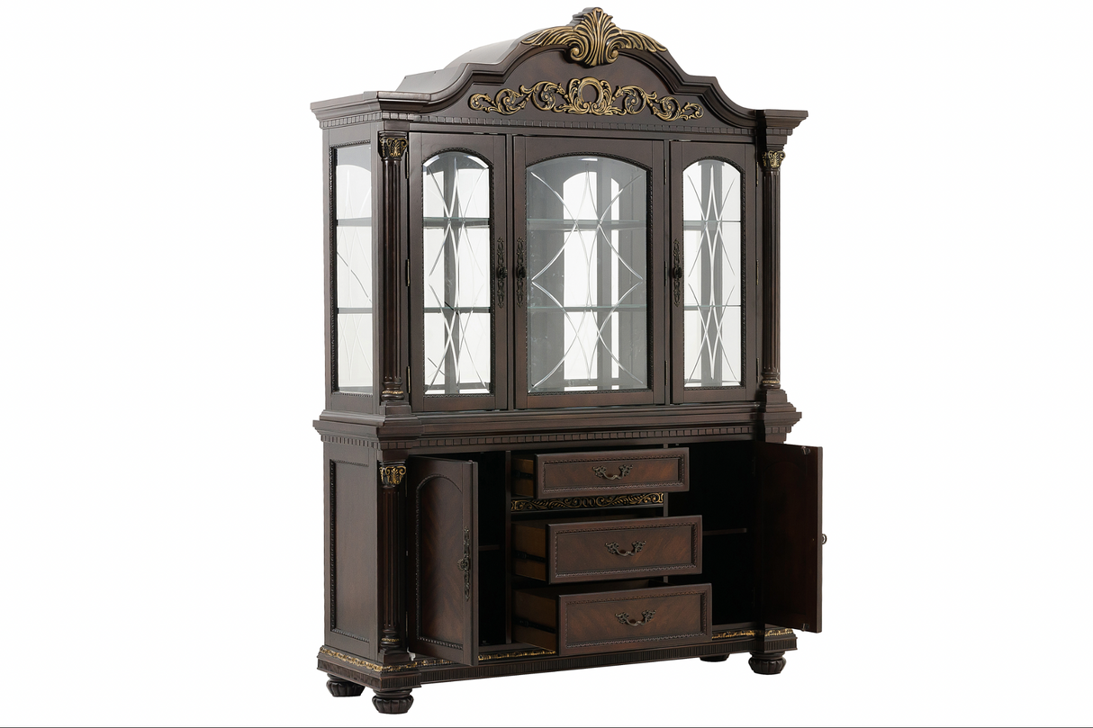 Russian Hill Warm Cherry Buffet & Hutch from Homelegance - Luna Furniture