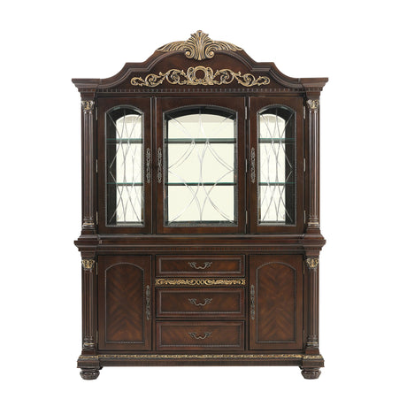 Russian Hill Warm Cherry China Cabinet (Buffet & Hutch) from Homelegance - Luna Furniture
