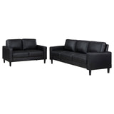 Ruth Black Upholstered Track Arm Faux Leather Living Room Set from Coaster - Luna Furniture