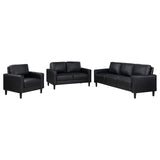 Ruth Black Upholstered Track Arm Faux Leather Living Room Set from Coaster - Luna Furniture