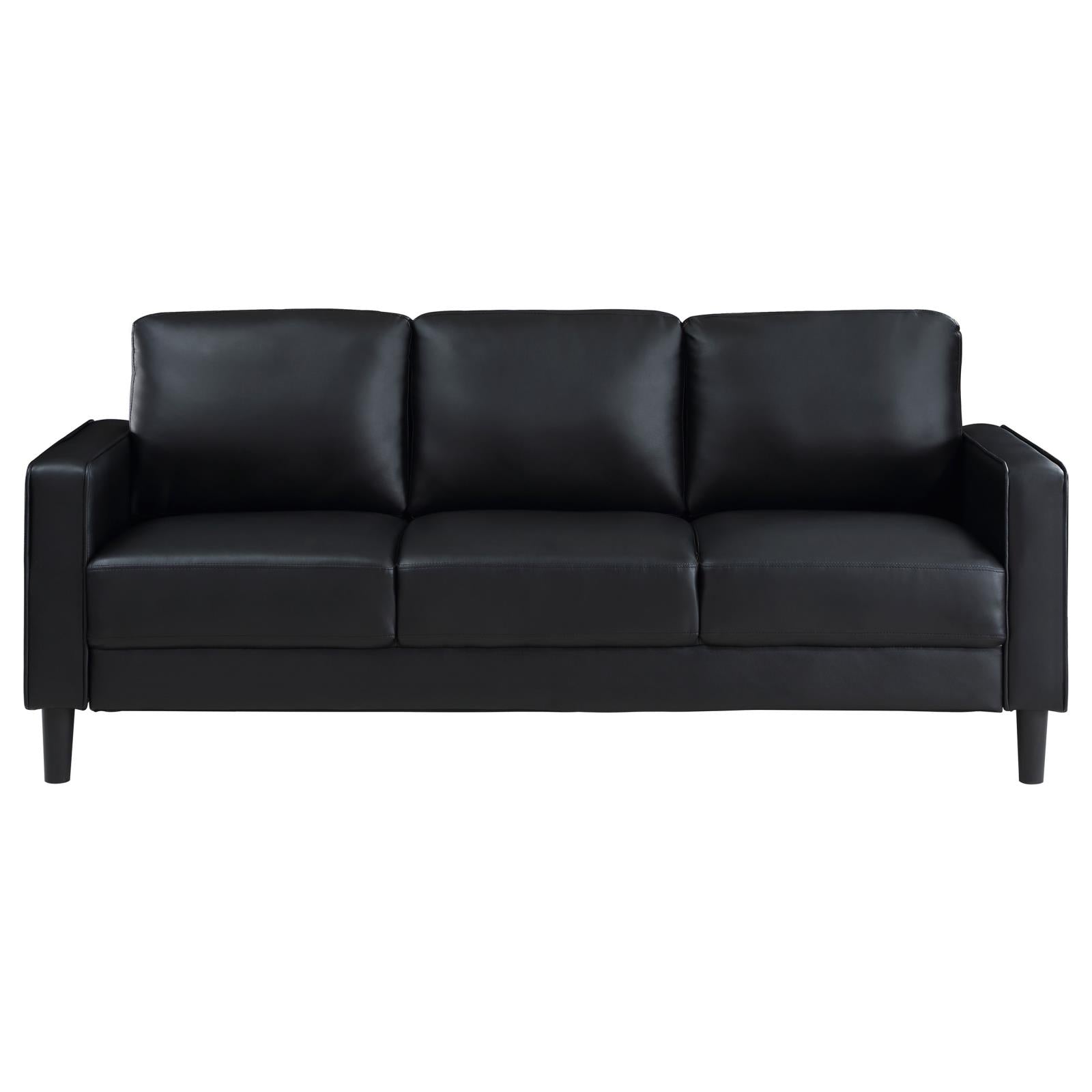 Coaster Ruth 3-piece Upholstered Track Arm Faux Leather Sofa Set