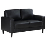 Ruth Black Upholstered Track Arm Faux Leather Loveseat from Coaster - Luna Furniture
