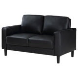 Ruth Black Upholstered Track Arm Faux Leather Loveseat from Coaster - Luna Furniture