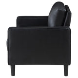 Ruth Black Upholstered Track Arm Faux Leather Loveseat from Coaster - Luna Furniture