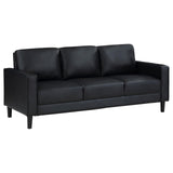 Ruth Black Upholstered Track Arm Faux Leather Sofa from Coaster - Luna Furniture
