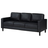 Ruth Black Upholstered Track Arm Faux Leather Sofa from Coaster - Luna Furniture