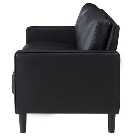 Ruth Black Upholstered Track Arm Faux Leather Sofa from Coaster - Luna Furniture