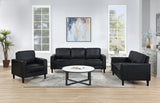 Ruth Black Upholstered Track Arm Faux Leather Sofa from Coaster - Luna Furniture