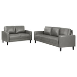 Ruth Gray Upholstered Track Arm Faux Leather Living Room Set from Coaster - Luna Furniture